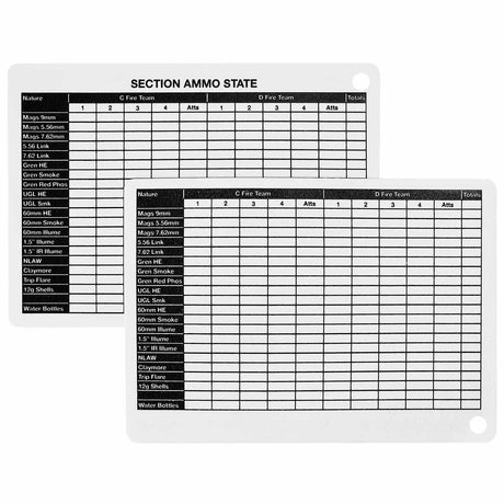 a6 section ammo state plastic battle slate card