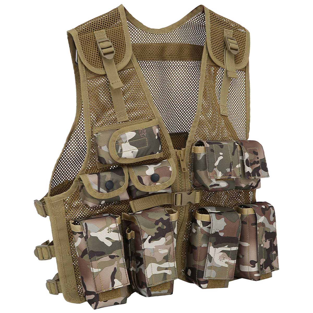 angle view of btp camo kombat kids assault vest