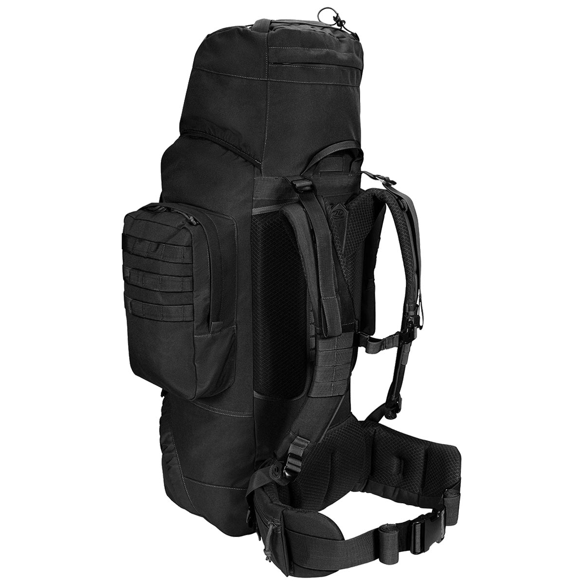 angled rear view of highlander forces elite pack 88l black
