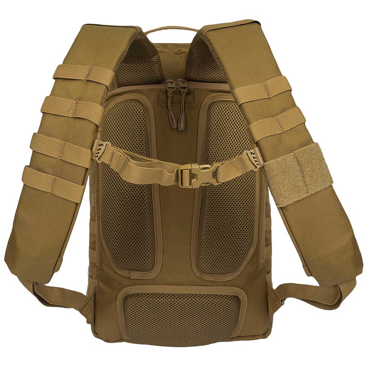 back mesh system of highlander harrier full clamshell 25l coyote tan pack