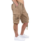 beige surplus airborne vintage shorts with cargo pockets