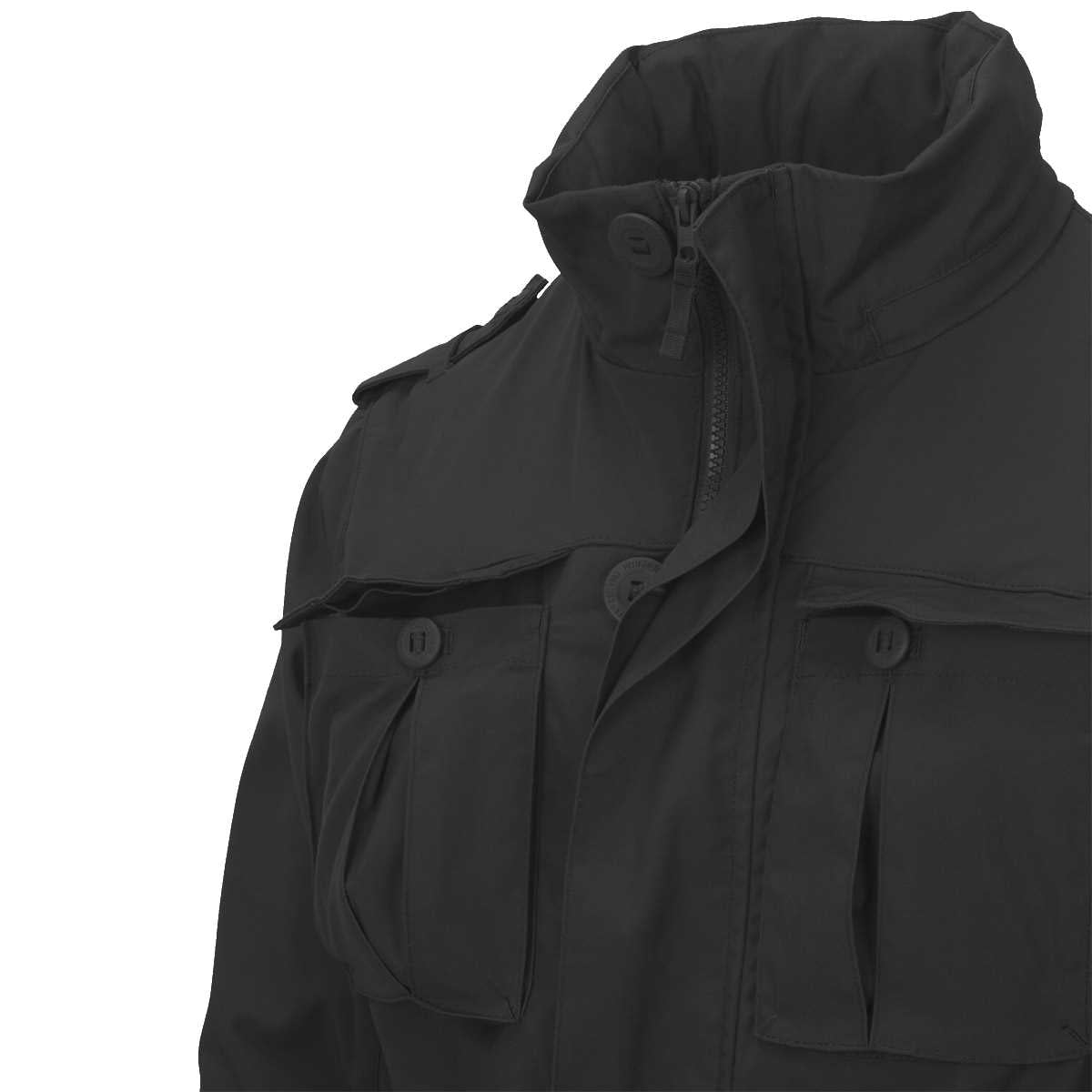 bellowed chest pockets of helikon ash grey m65 jacket
