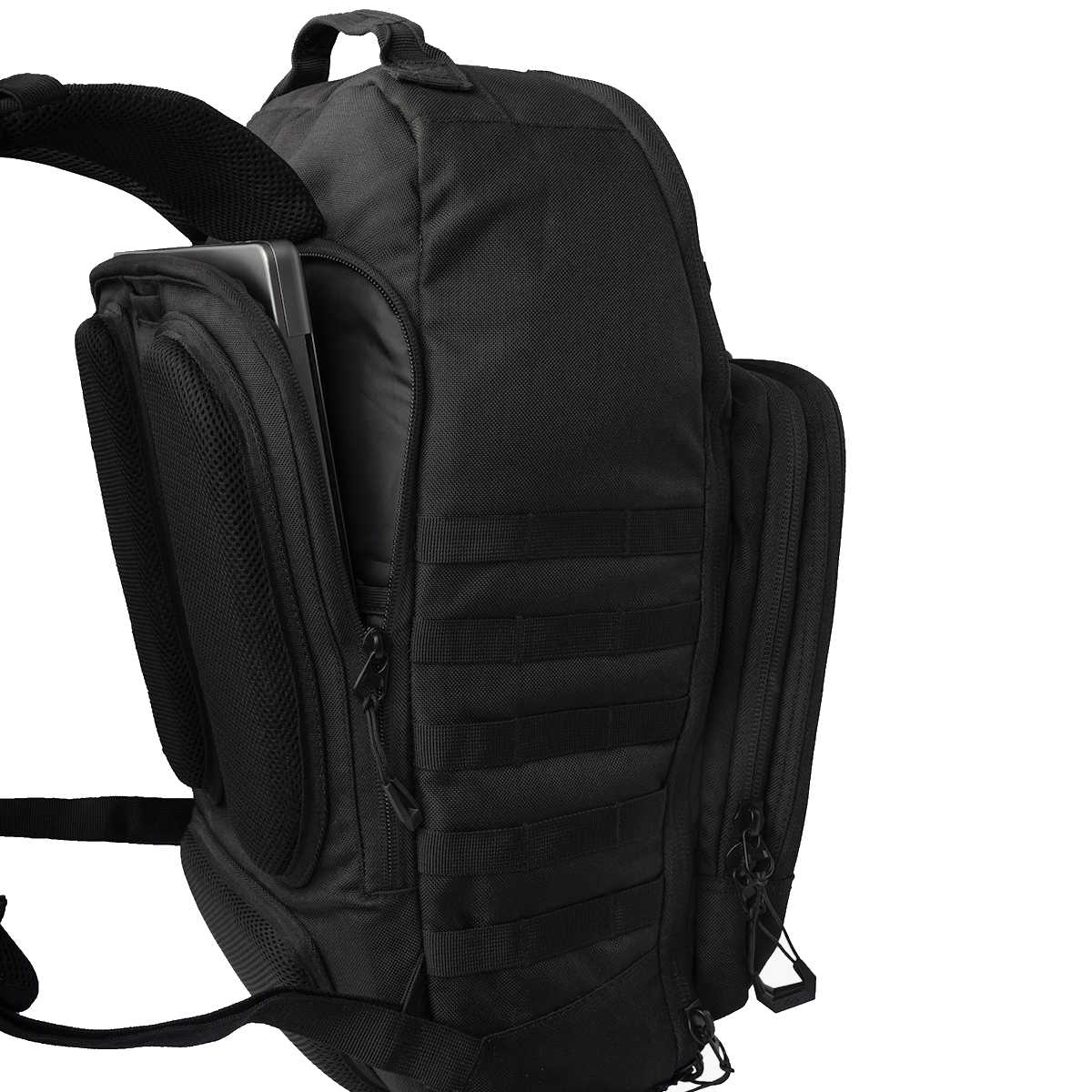 black highlander harrier clamshell pack with hydration laptop sleeve