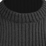 black rib knit woolly pully army jumper with epaulettes