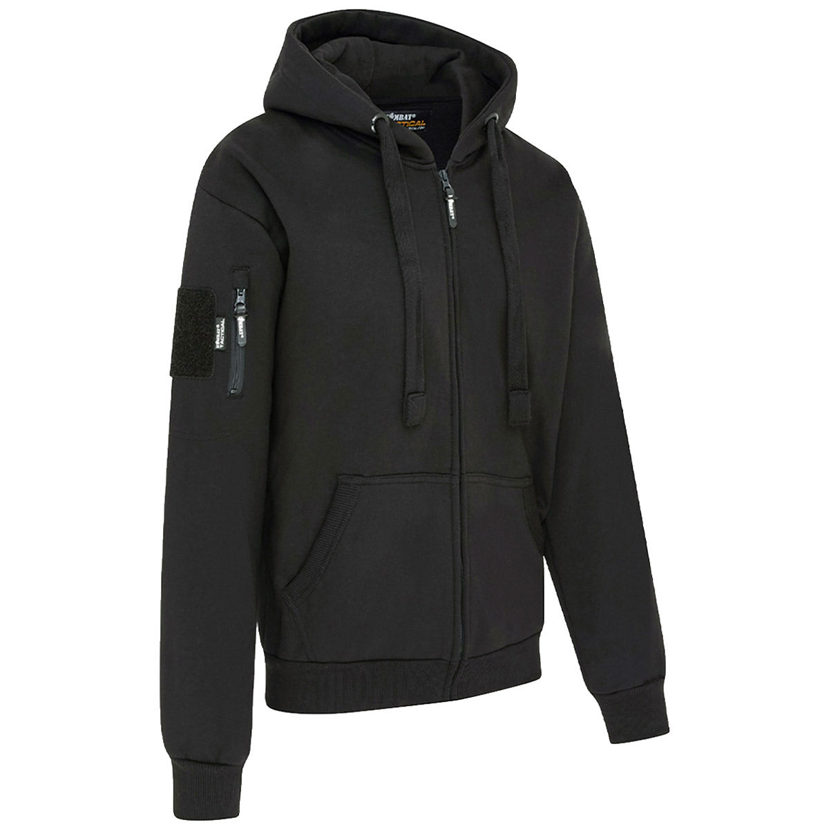 black spec ops kombat hoodie with side pockets