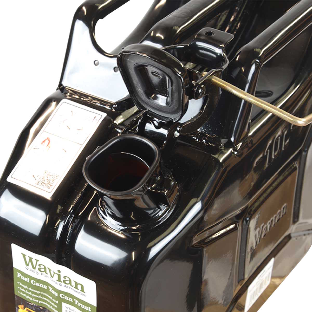 black wavian 10l jerry can with wide breather pipe