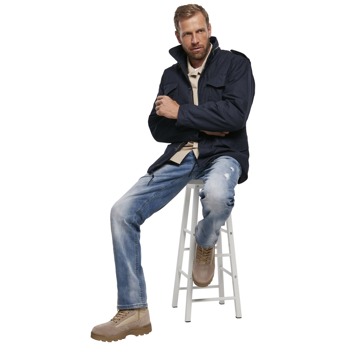 brandit navy classic m65 field jacket with concealed hood