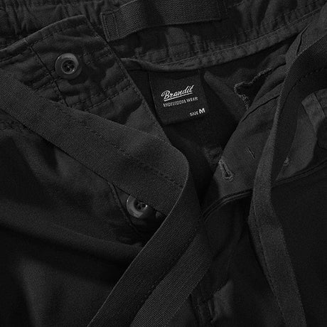 brandit pure slim fit black cargo trousers with button closure