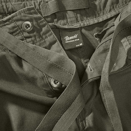 brandit pure slim fit olive cargo trousers with button closure