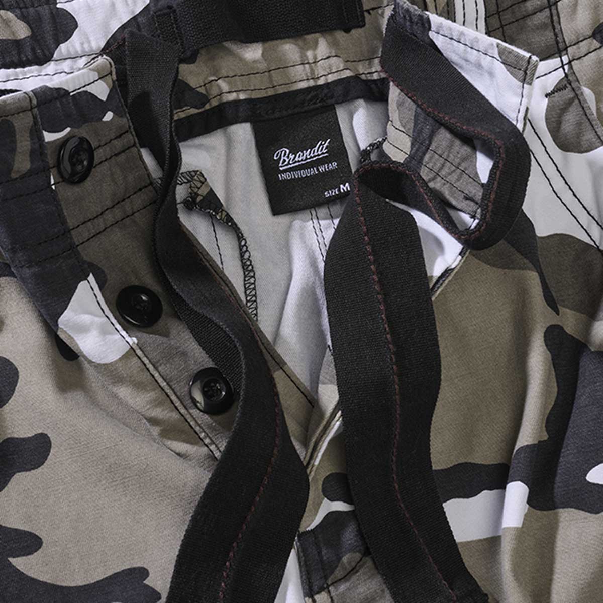 brandit pure slim fit urban camo cargo trousers with button closure