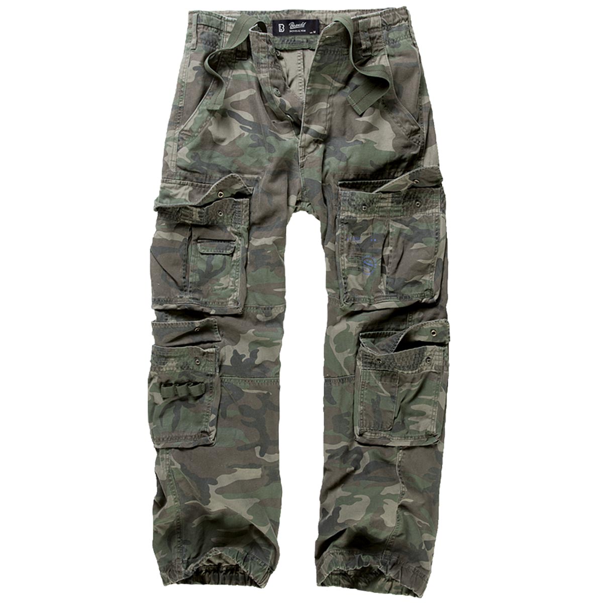 brandit pure vintage cargo trousers woodland camo