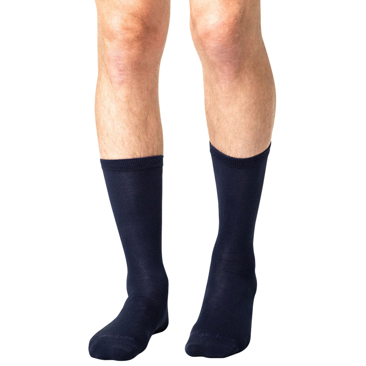 bridgedale base layer thermal liner boot sock twin pack navy on model