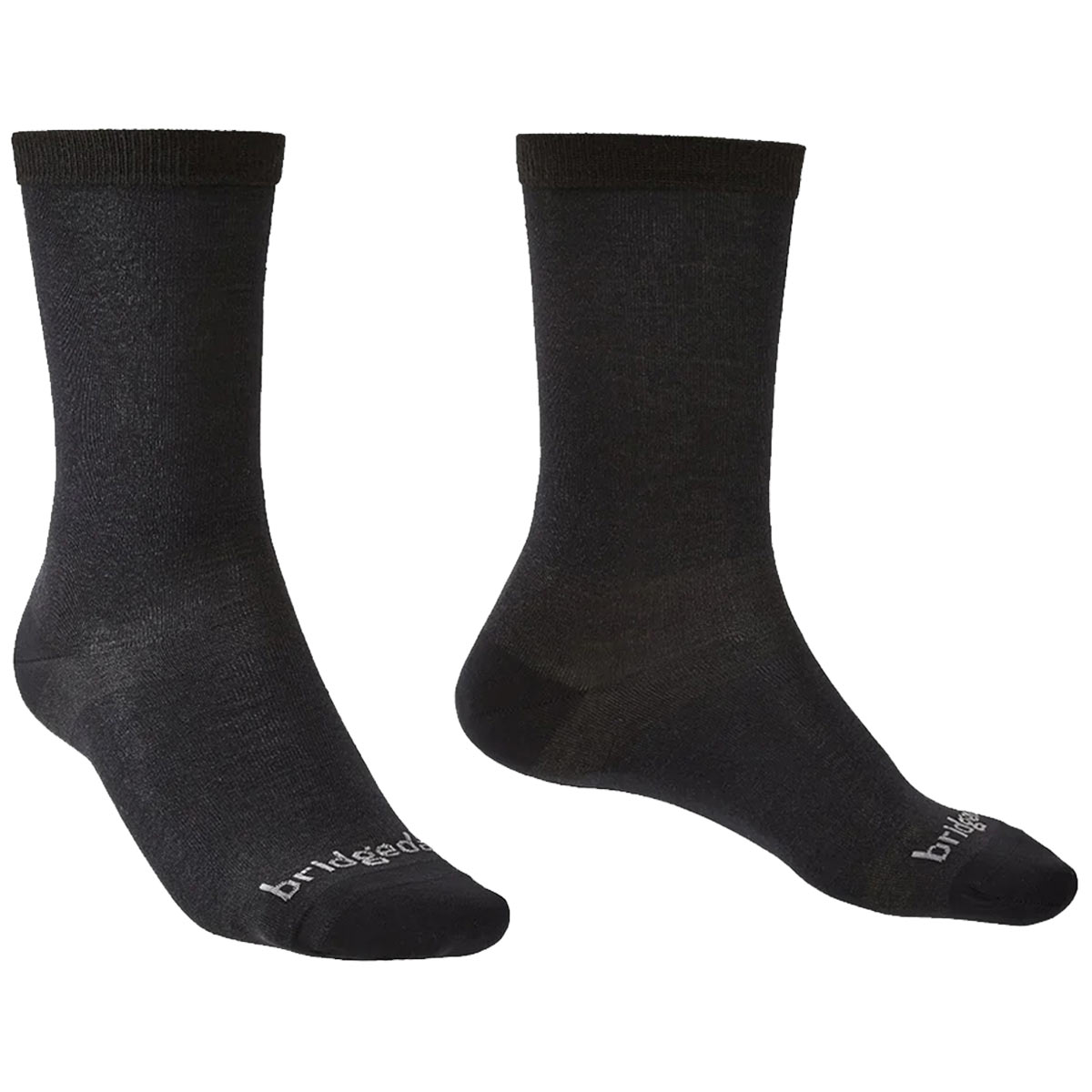 bridgedale mens base layer coolmax liner sock twin pack black with white font