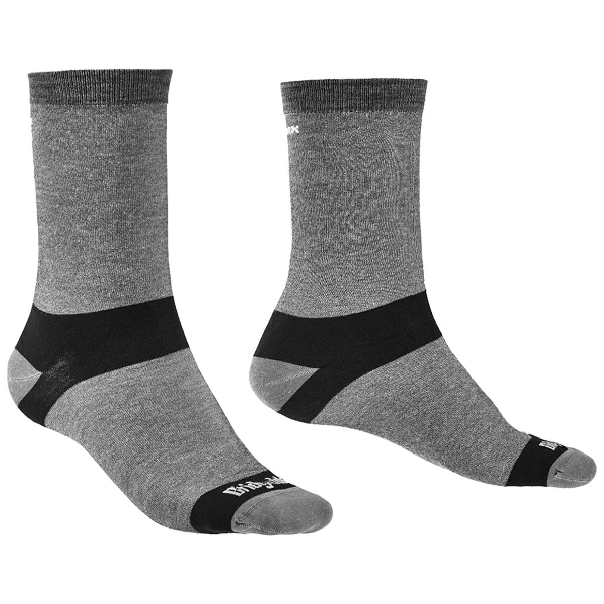 bridgedale mens base layer coolmax liner sock twin pack grey with black accents