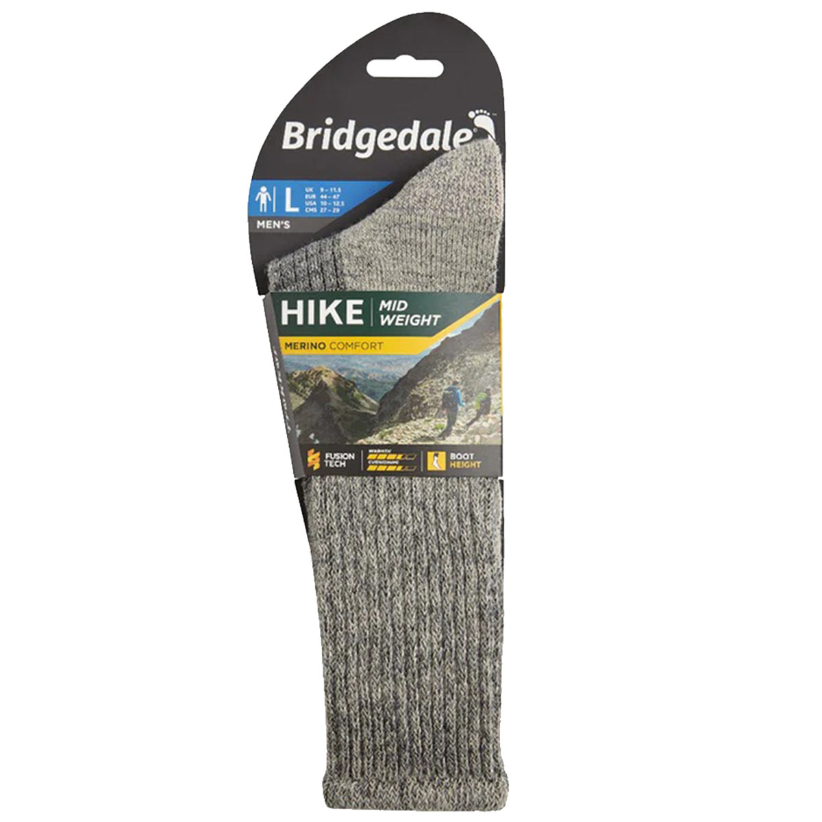 bridgedale mens hike midweight merino comfort boot sock stone grey