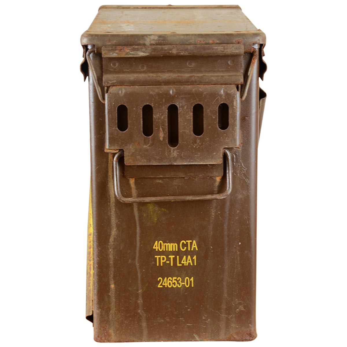 british army front view of handle on brown m548 ammo box grade 1