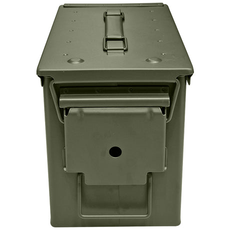 british army new 50 cal olive ammo box with folding clasp closure