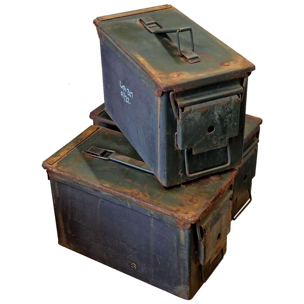 british military used condition 50 cal ammo box metal green