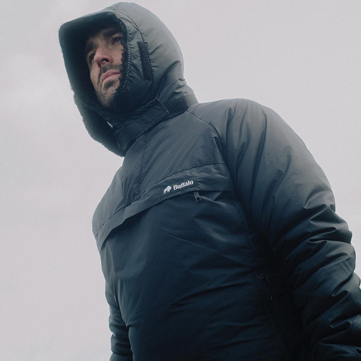 buffalo dp hood worn outdoors