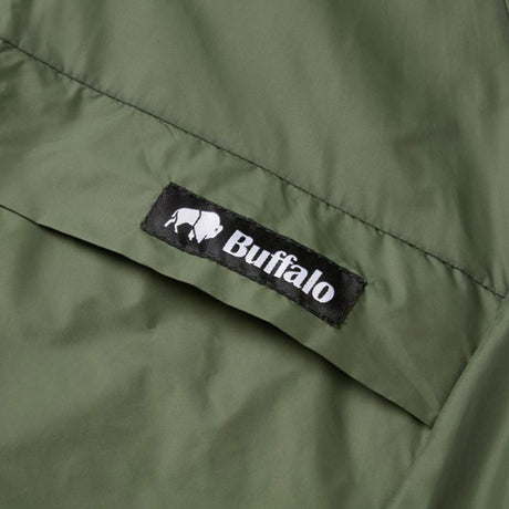 buffalo logo on map pocket on olive green special 6 shirt