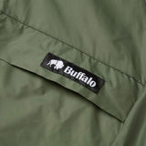 buffalo logo on map pocket on olive green special 6 shirt