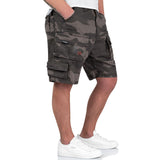 cargo pockets on surplus raw vintage black camo trooper shorts