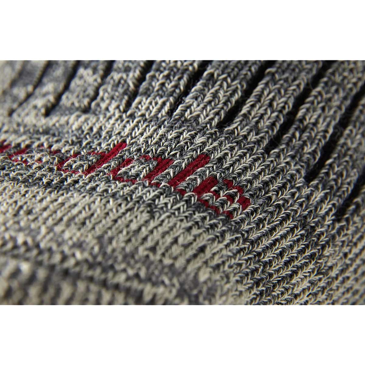 close up of fabric of bridgedale mens hike midweight merino comfort boot sock stone grey