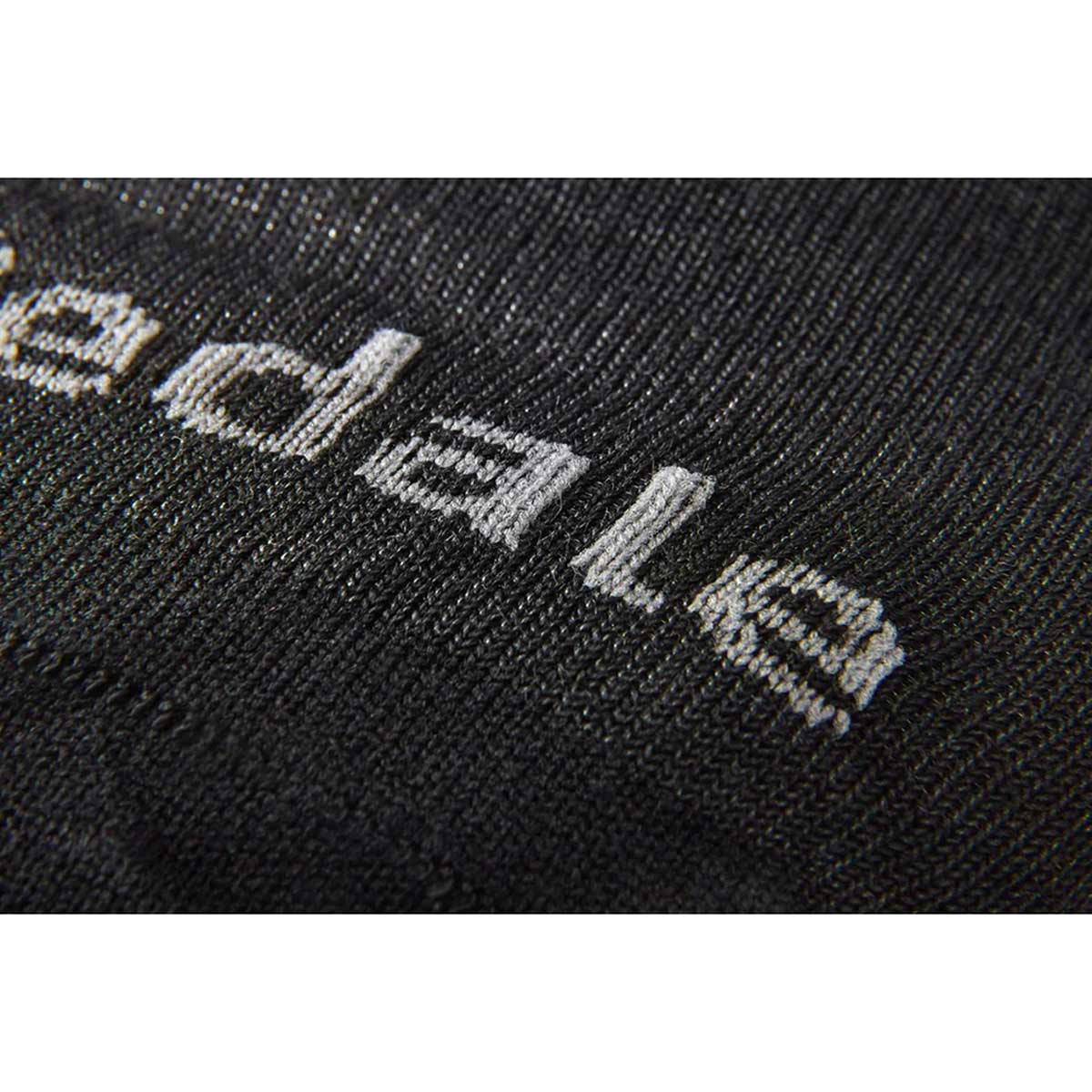 close up of fabric on bridgedale mens base layer coolmax liner sock twin pack black