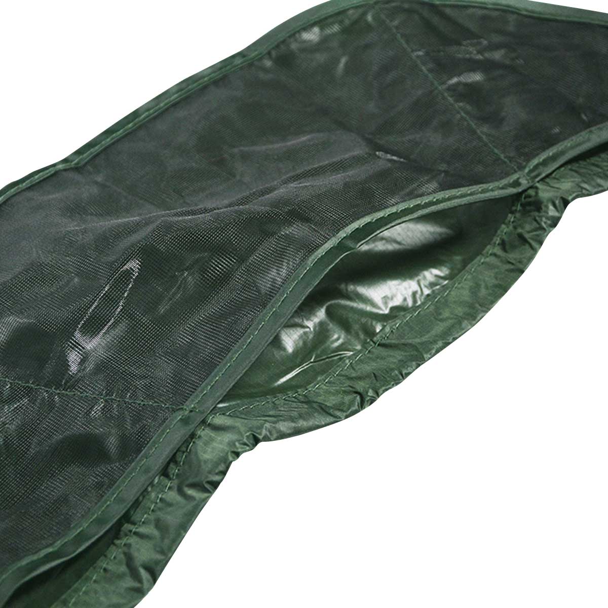 closeup of mesh pocket on dd hammocks green hanging pocket