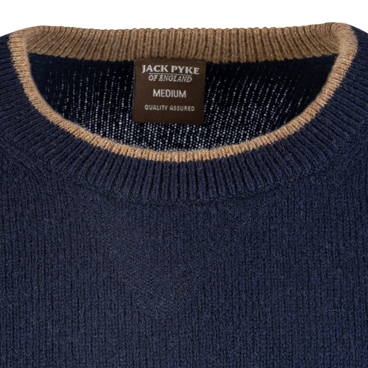 contrast neck jack pyke ashcombe crewknit pullover lambswool navy blue knitwear