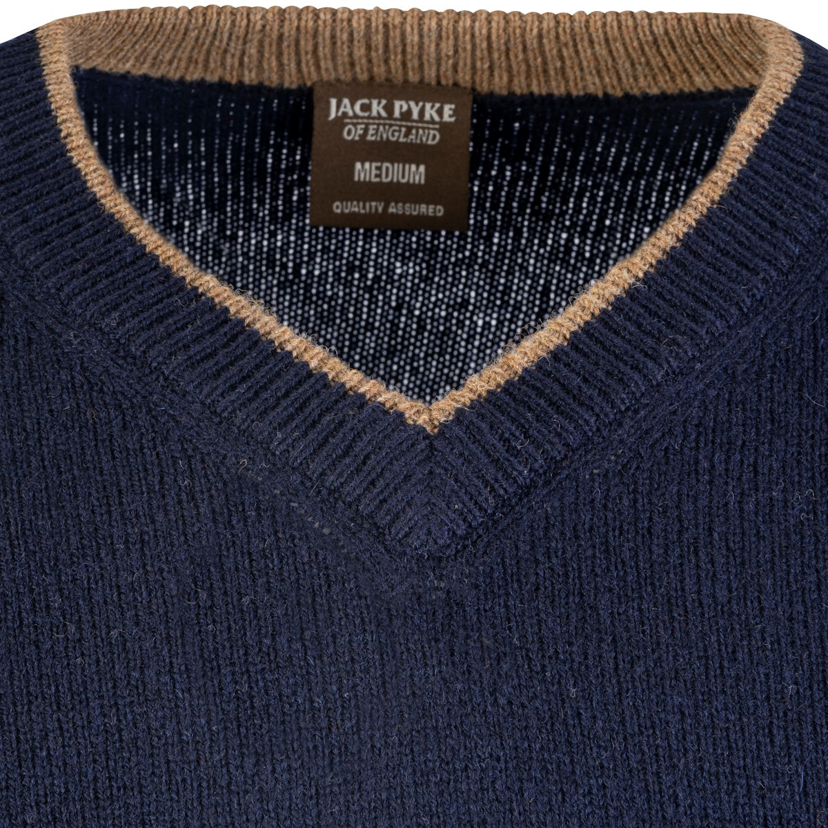 contrast neck jack pyke ashcombe v neck pullover lambswool navy