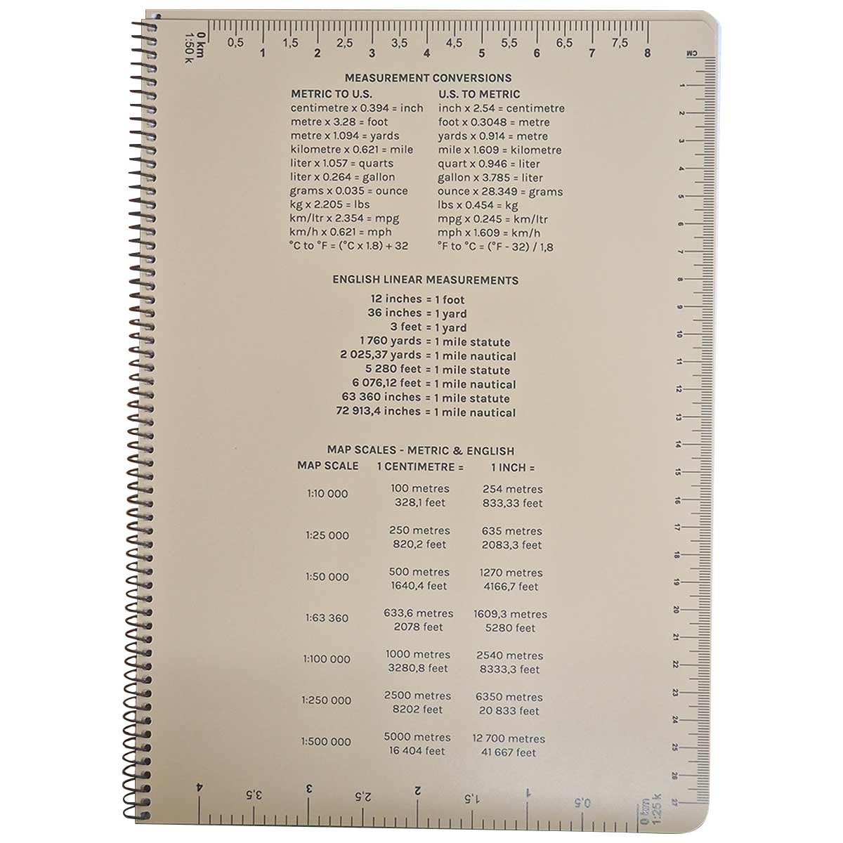 conversion chart of modestone a4 side spiral tan