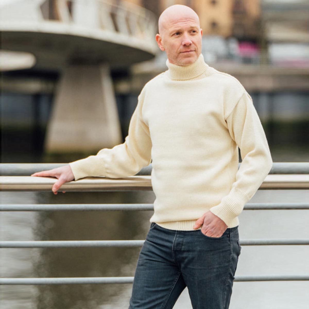 ecru submariner jumper worn