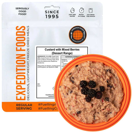 expedition foods custard with mixed berries freeze dried meal