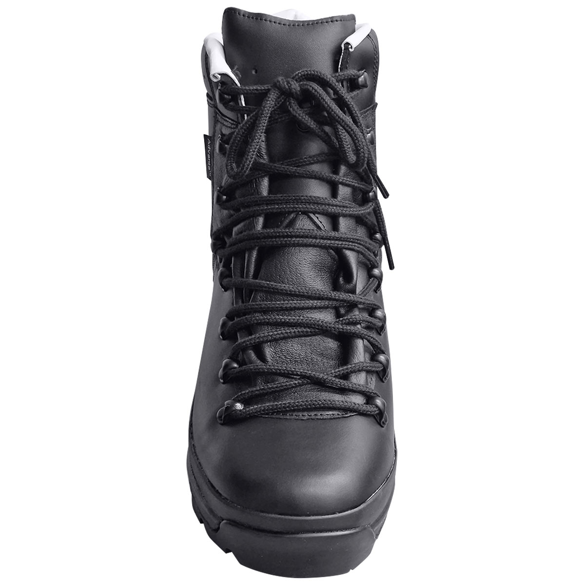 front lace up view of black mil tec german mountain boots