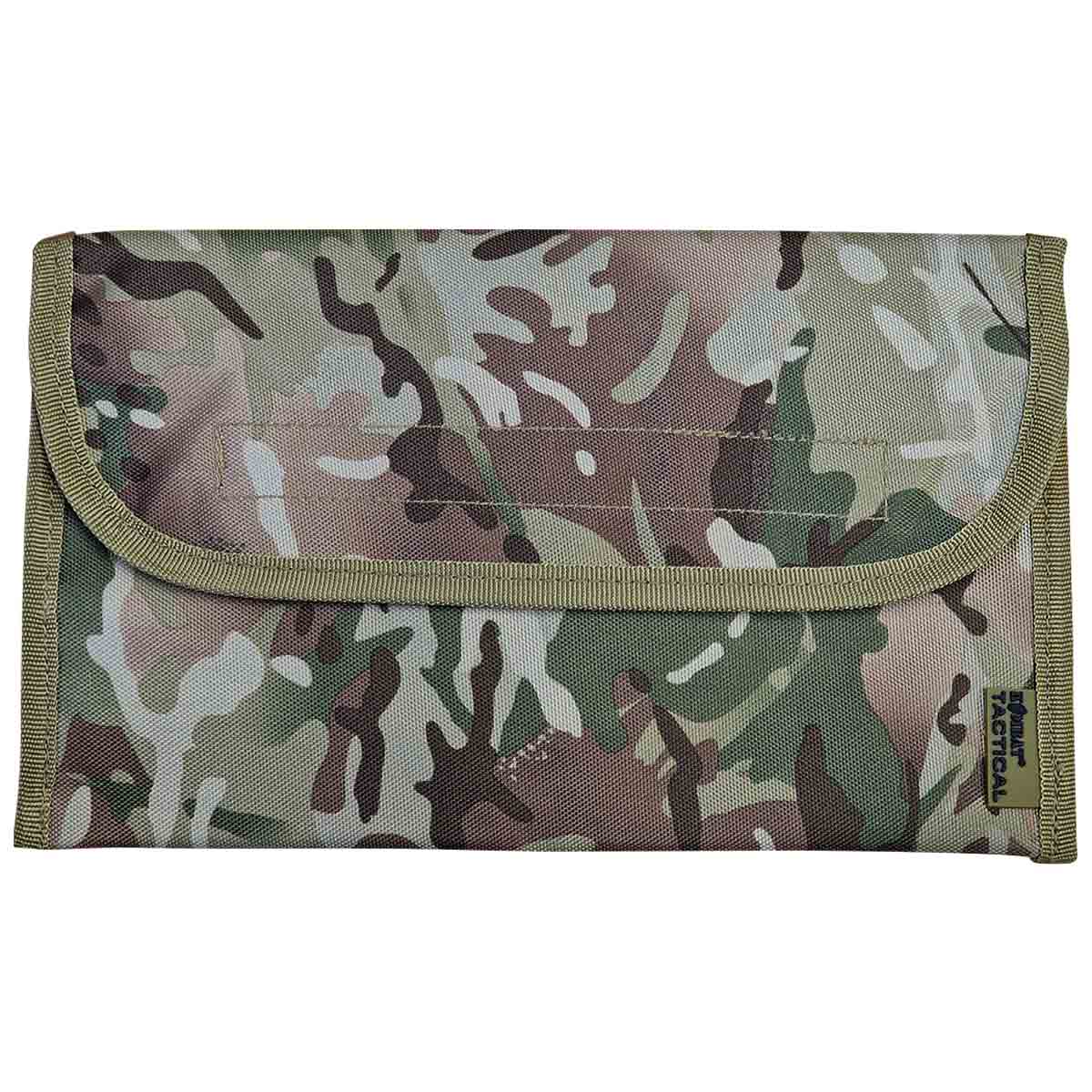 front of btp pouch of brown kombat military boot polishing kit