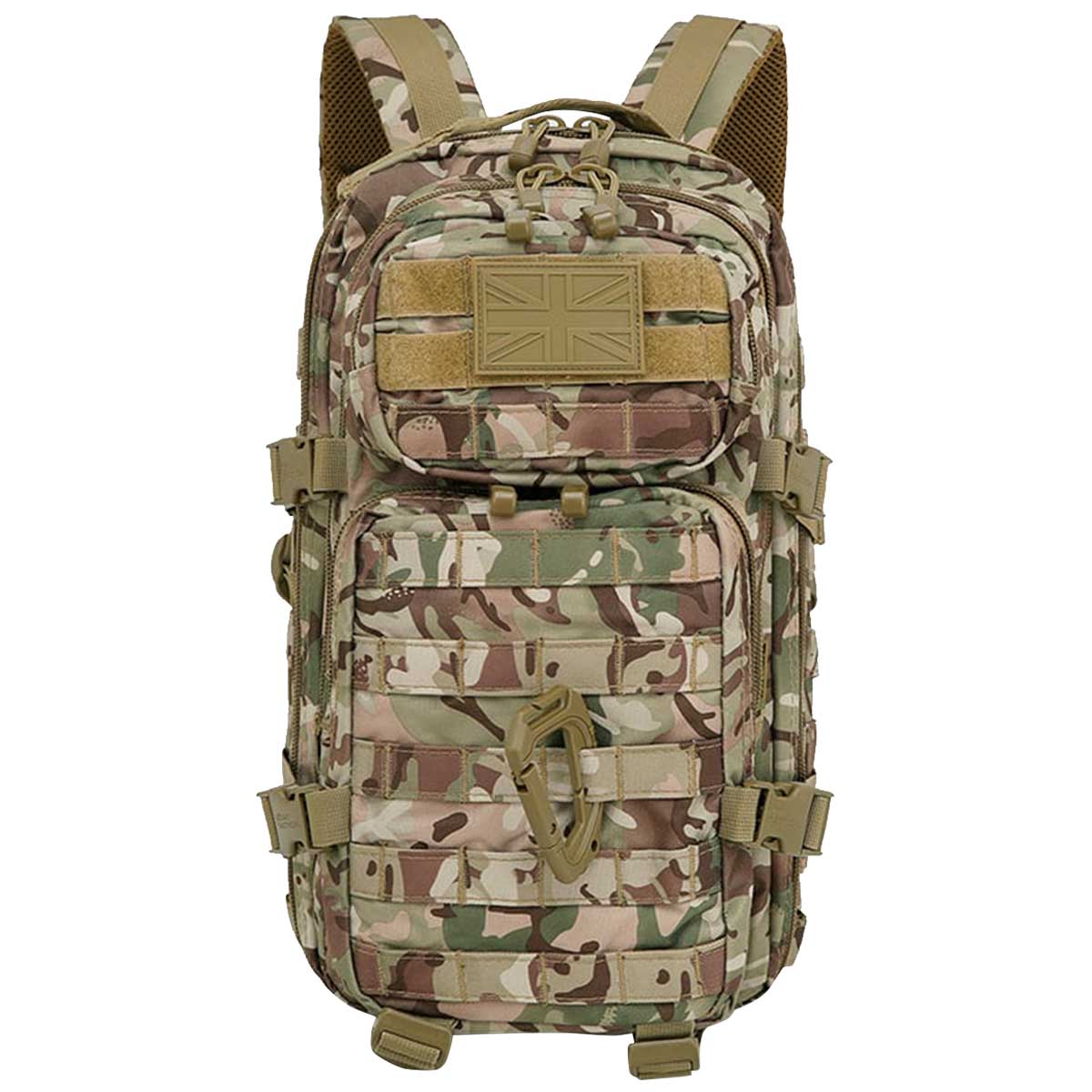 front of kombat 28l molle backpack btp camouflage