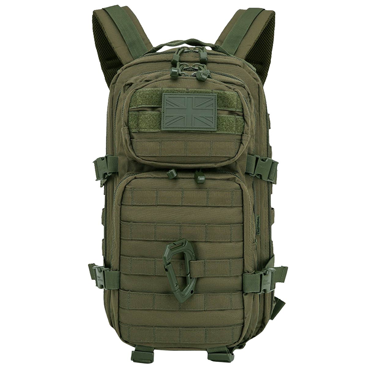 front of kombat 28l molle backpack olive green