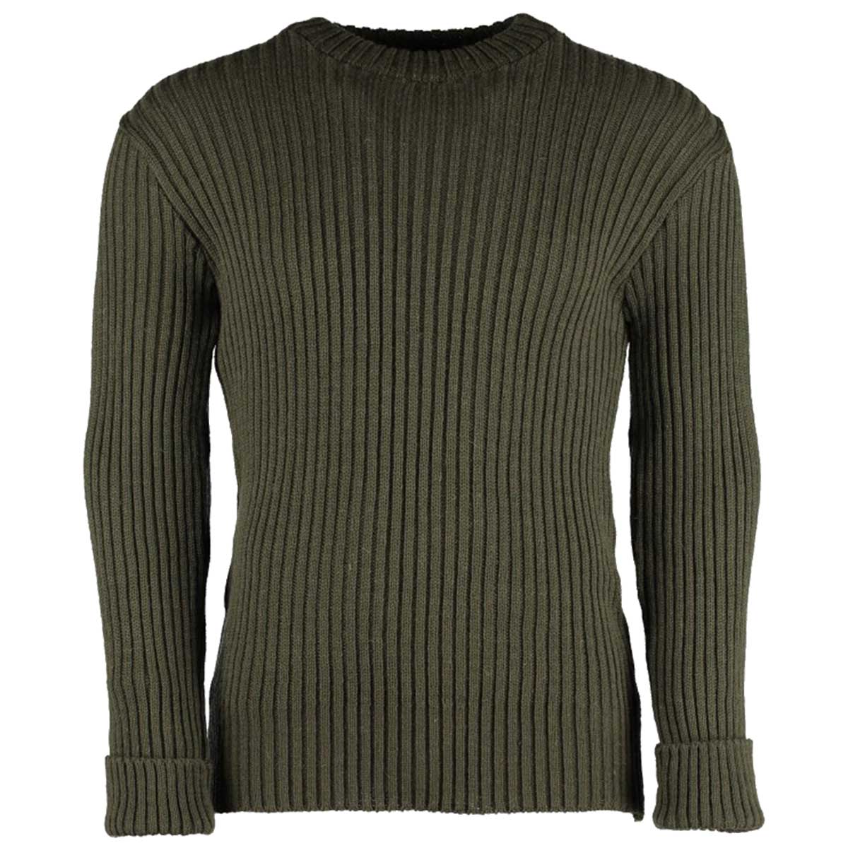 front of wellbeck woolly pully crew neck sweater no patches olive green