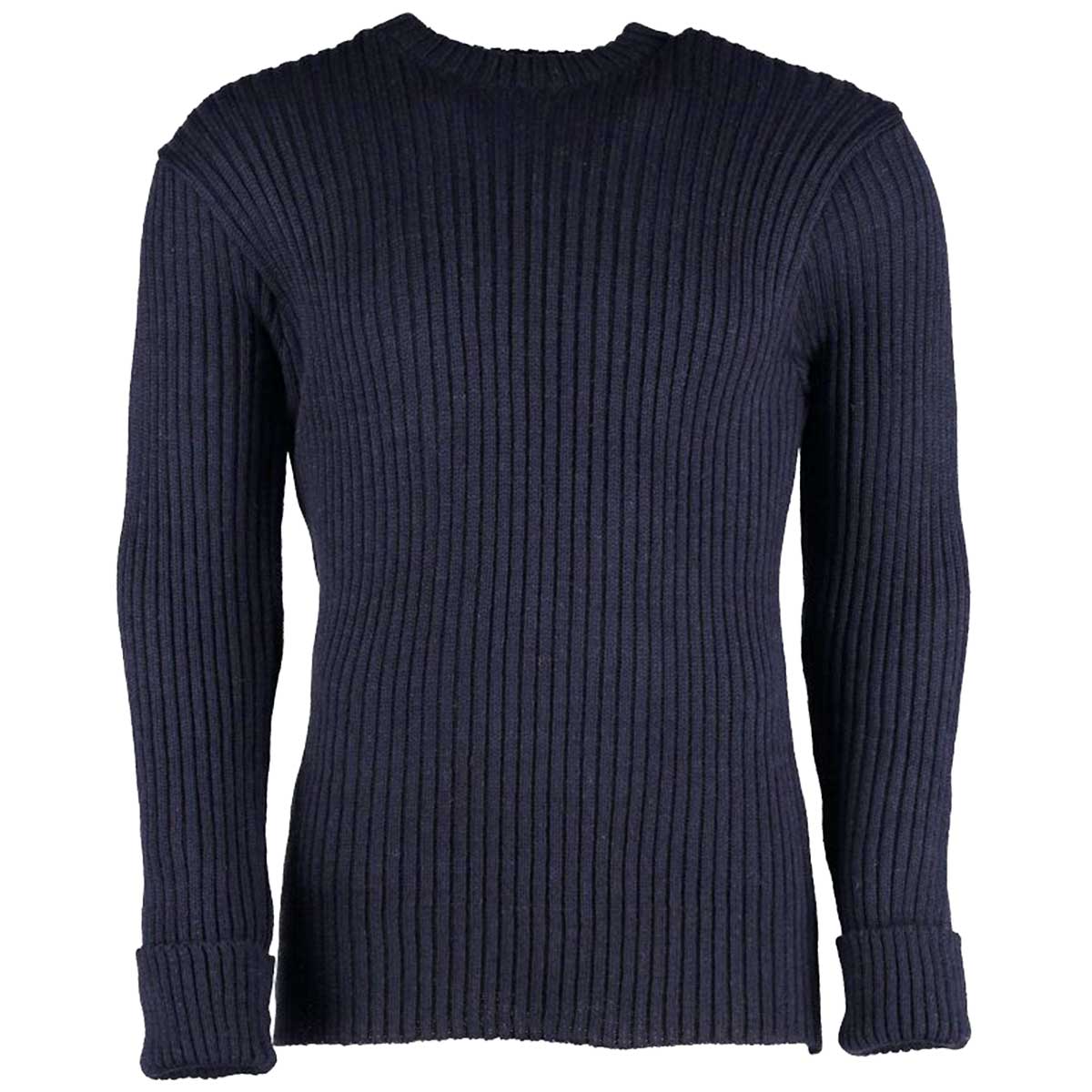 front of woolly pully crew neck sweater no patches navy