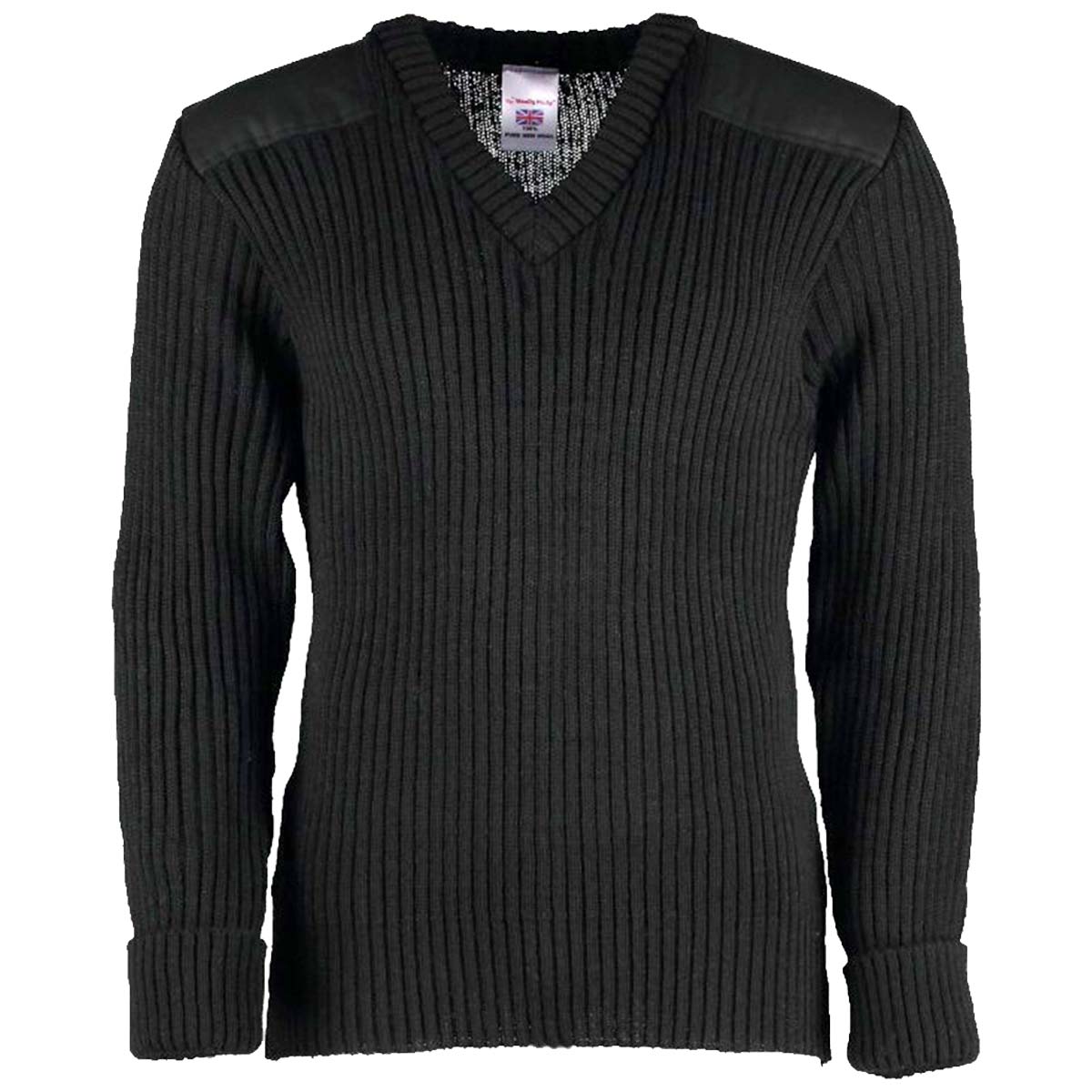 front of woolly pully nato v-neck sweater black