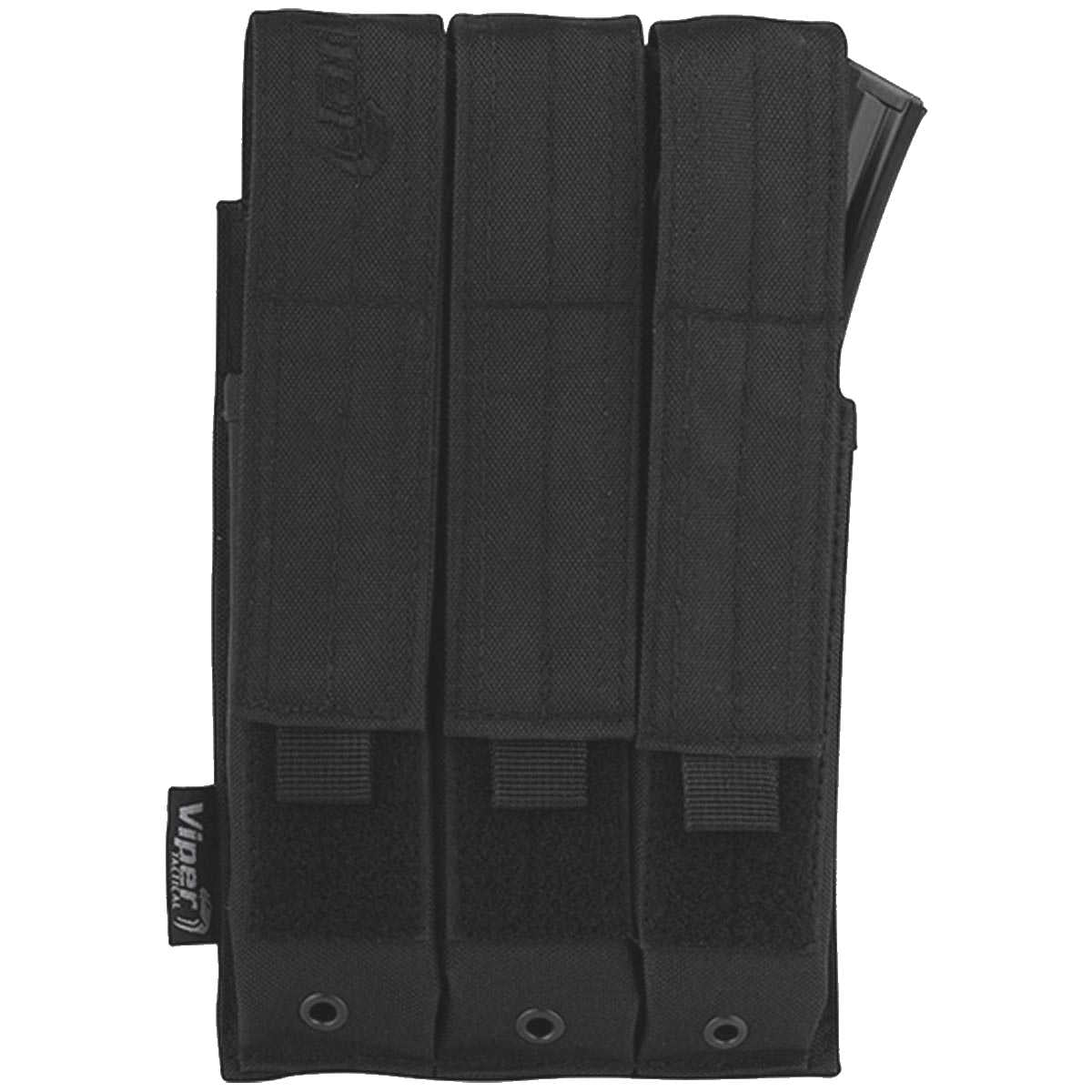 front view of black viper triple mp5 molle mag pouch