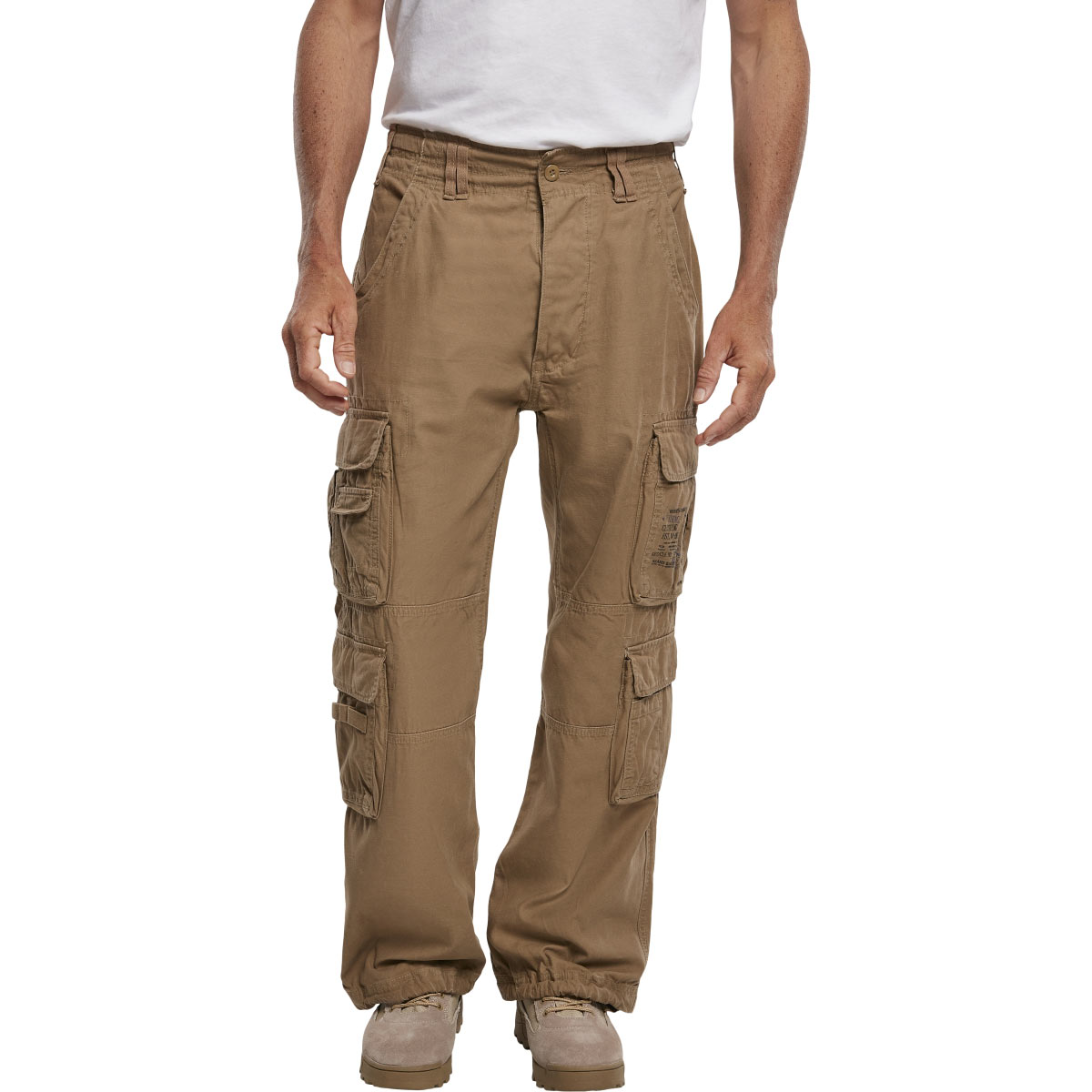 front view of brandit pure vintage beige trousers