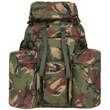 front view of dpm camo kombat plce 120l bergen