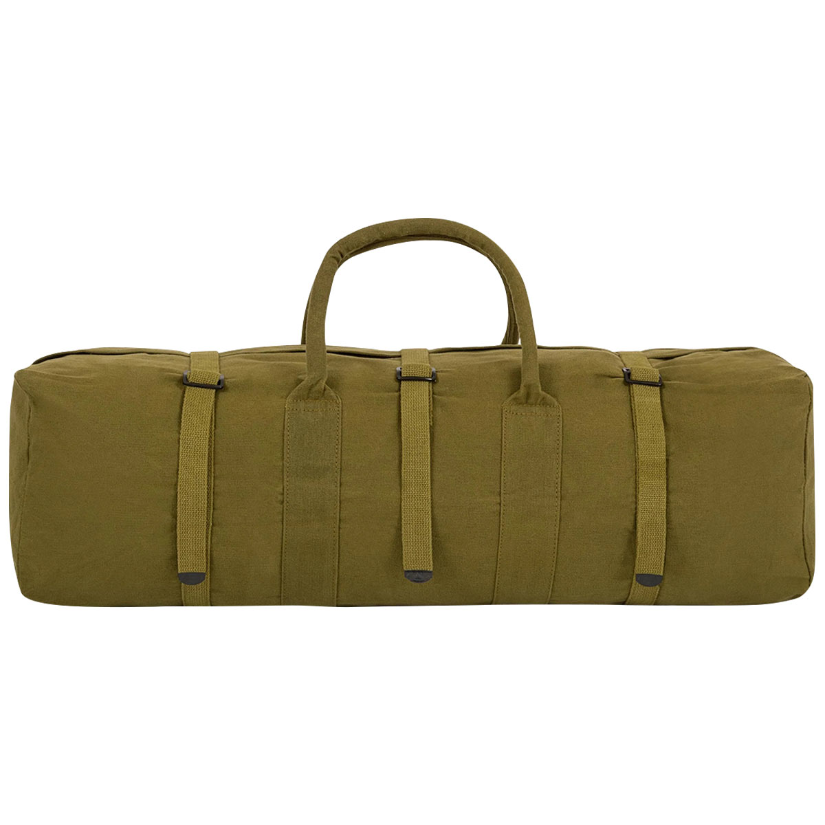 front view of highlander 75cm olive rope handle canvas tool bag