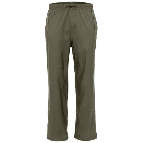 front view of highlander stow and go waterproof trousers ranger green