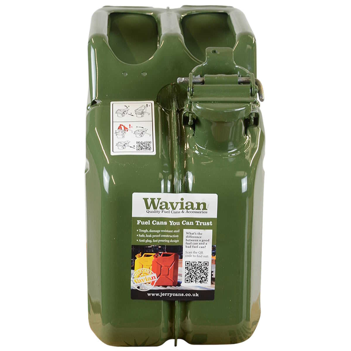 front view of khaki green wavian nato 10 litre jerry can