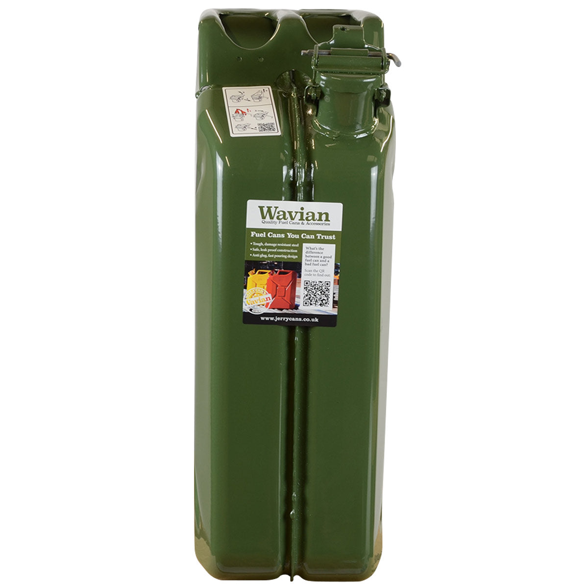 front view of khaki green wavian nato 20 litre jerry can