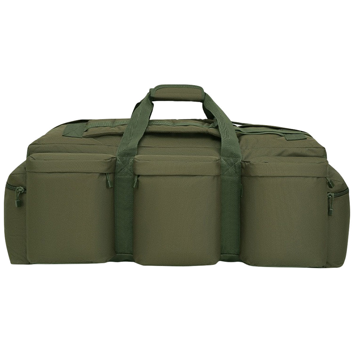 front view of kombat olive green 100 litre assault holdall