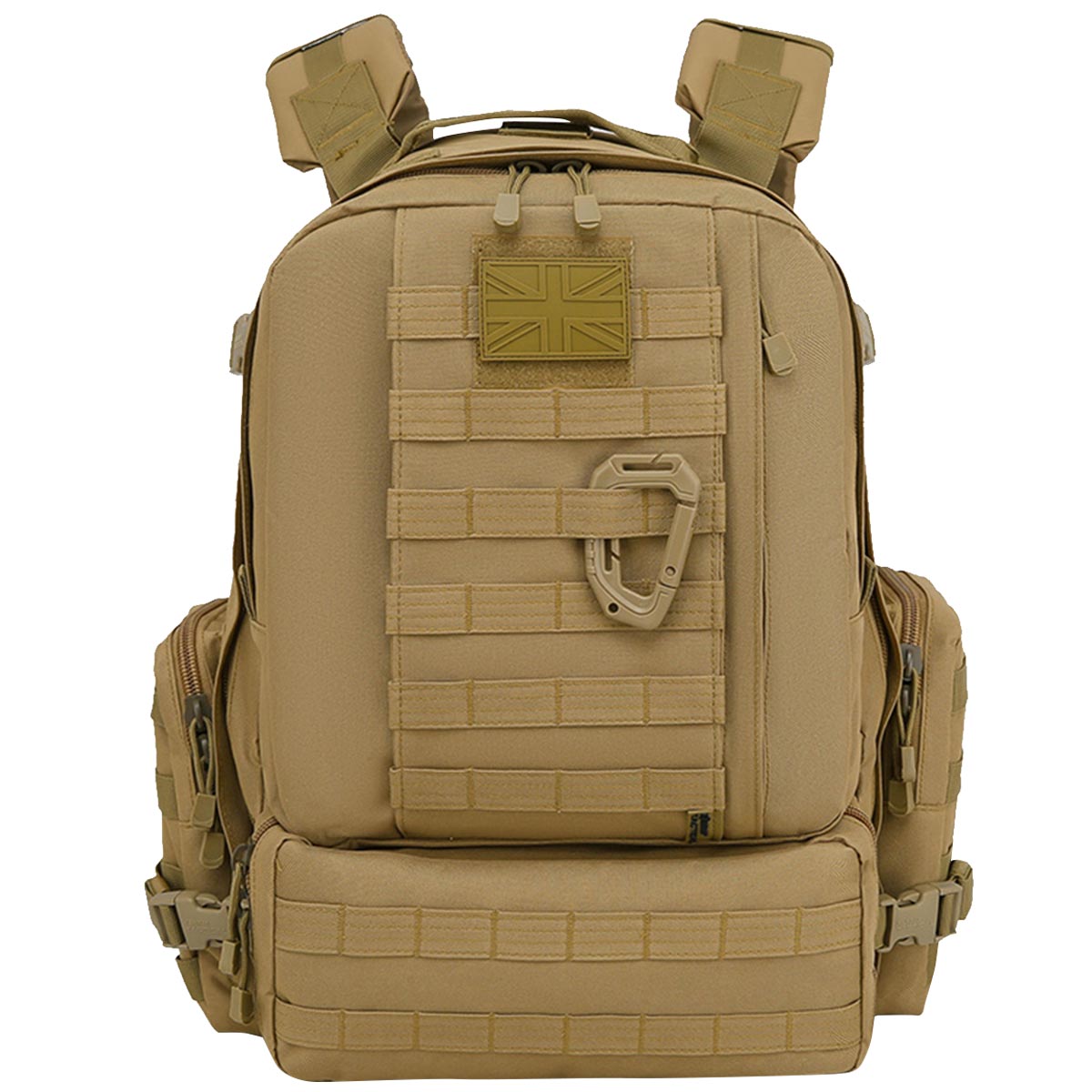 front view of kombat viking molle coyote patrol pack